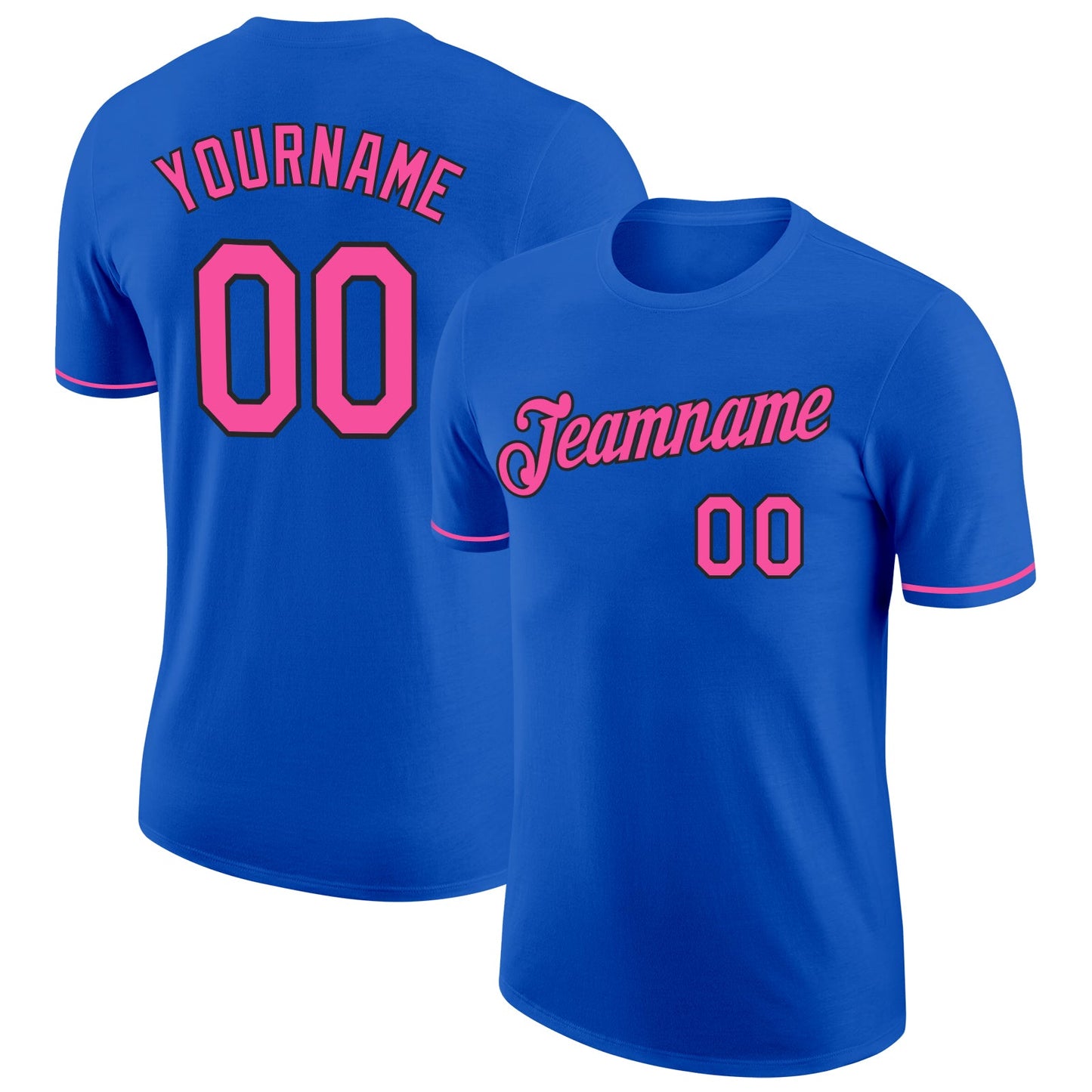 Custom Thunder Blue Pink-Black Performance T-Shirt - Main View