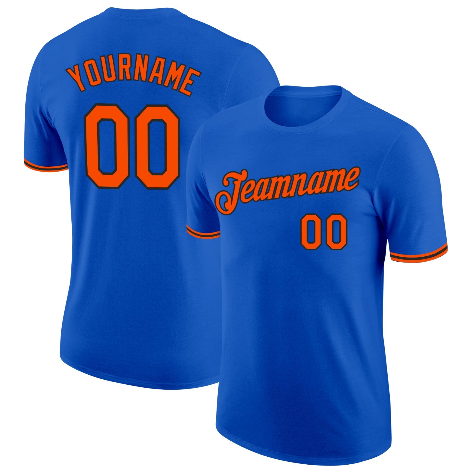 Custom Thunder Blue Orange-Black Performance T-Shirt - Main View
