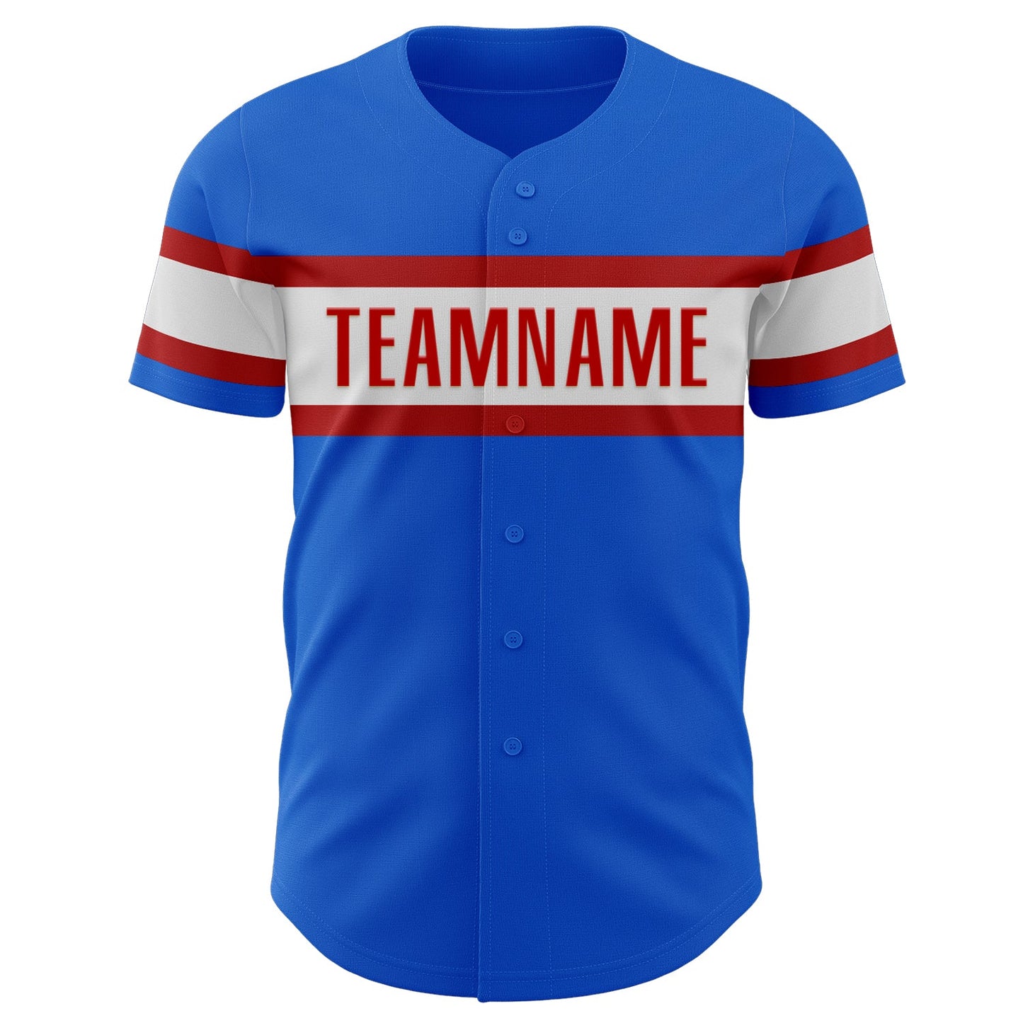 Custom Thunder Blue White-Red Authentic Baseball Jersey view 2