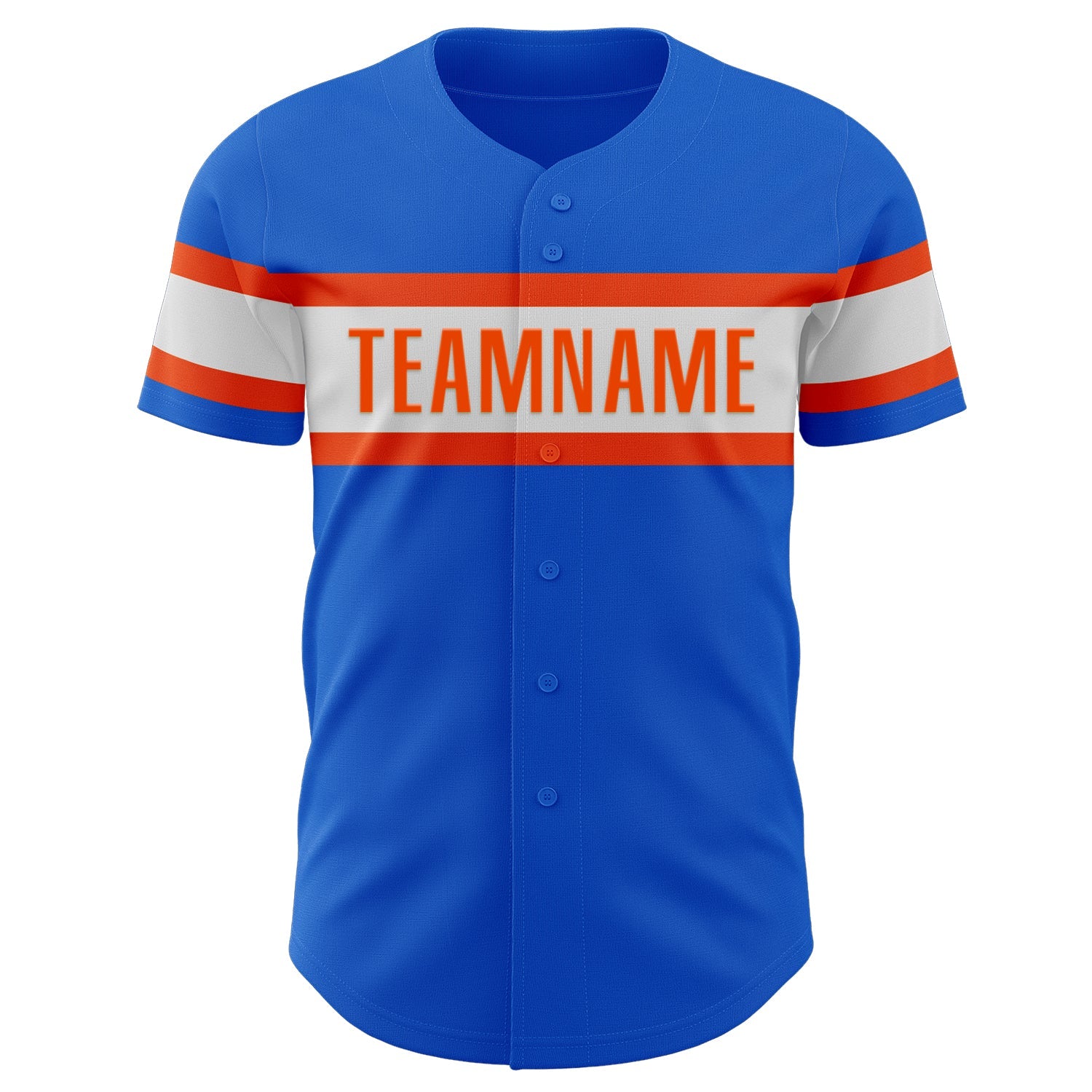 Custom Thunder Blue White-Orange Authentic Baseball Jersey view 2