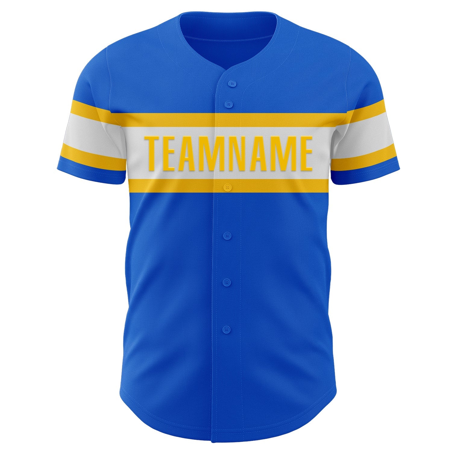 Custom Thunder Blue White-Yellow Authentic Baseball Jersey view 2