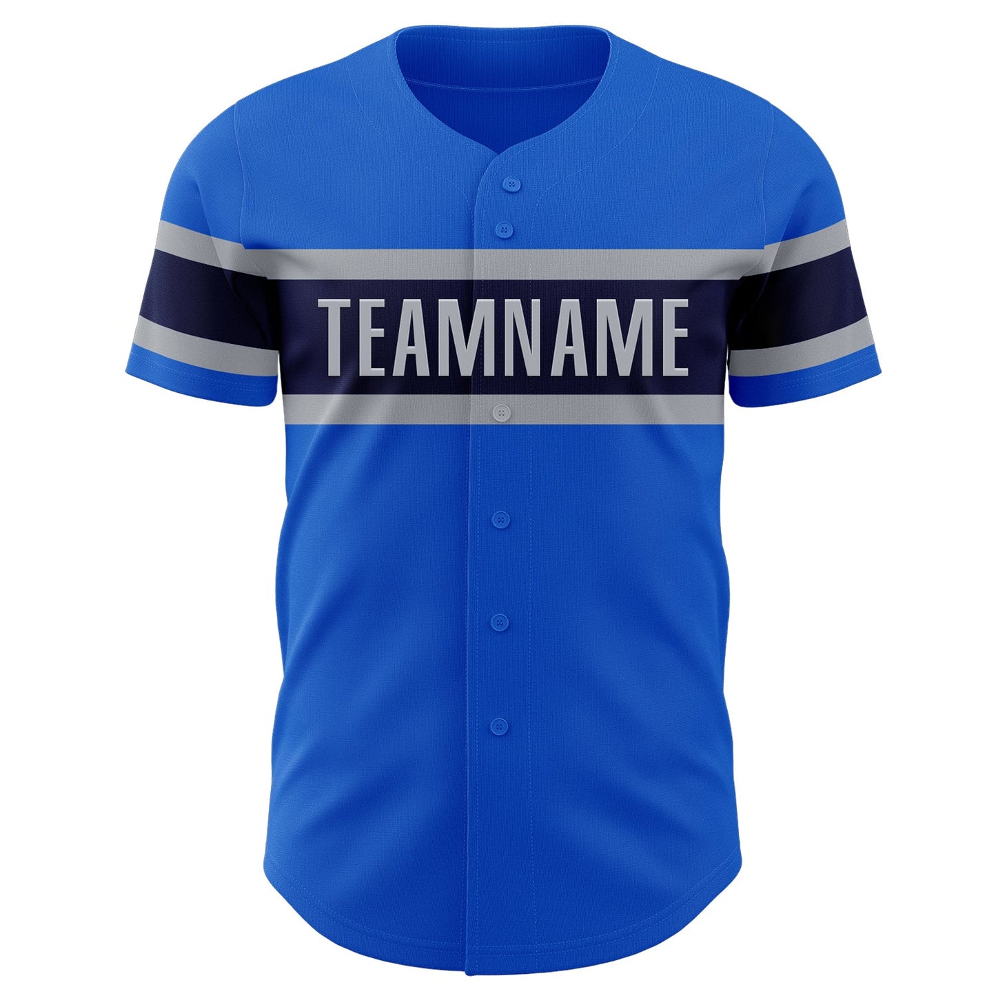 Custom Thunder Blue Navy-Gray Authentic Baseball Jersey view 2