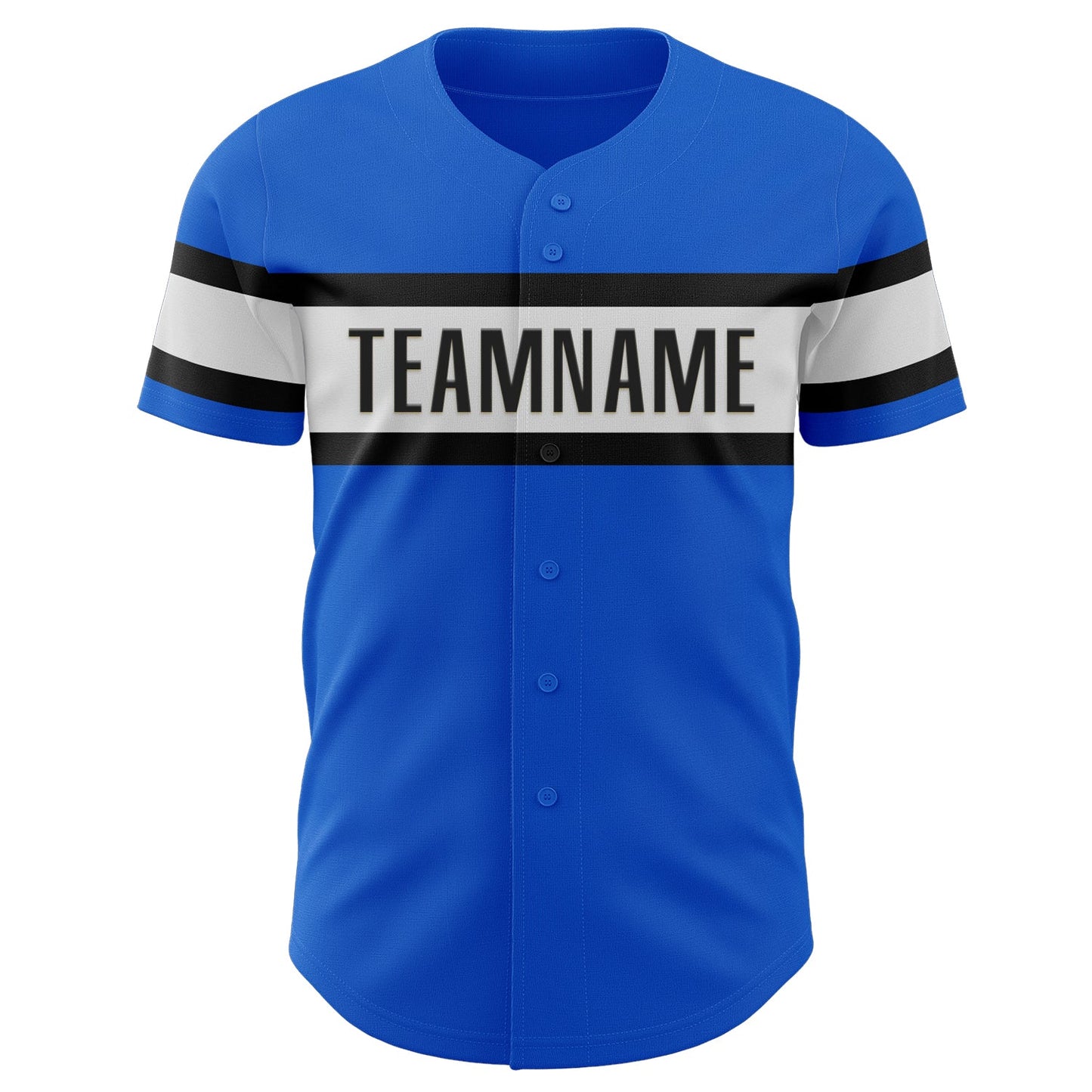 Custom Thunder Blue Black-White Authentic Baseball Jersey view 2
