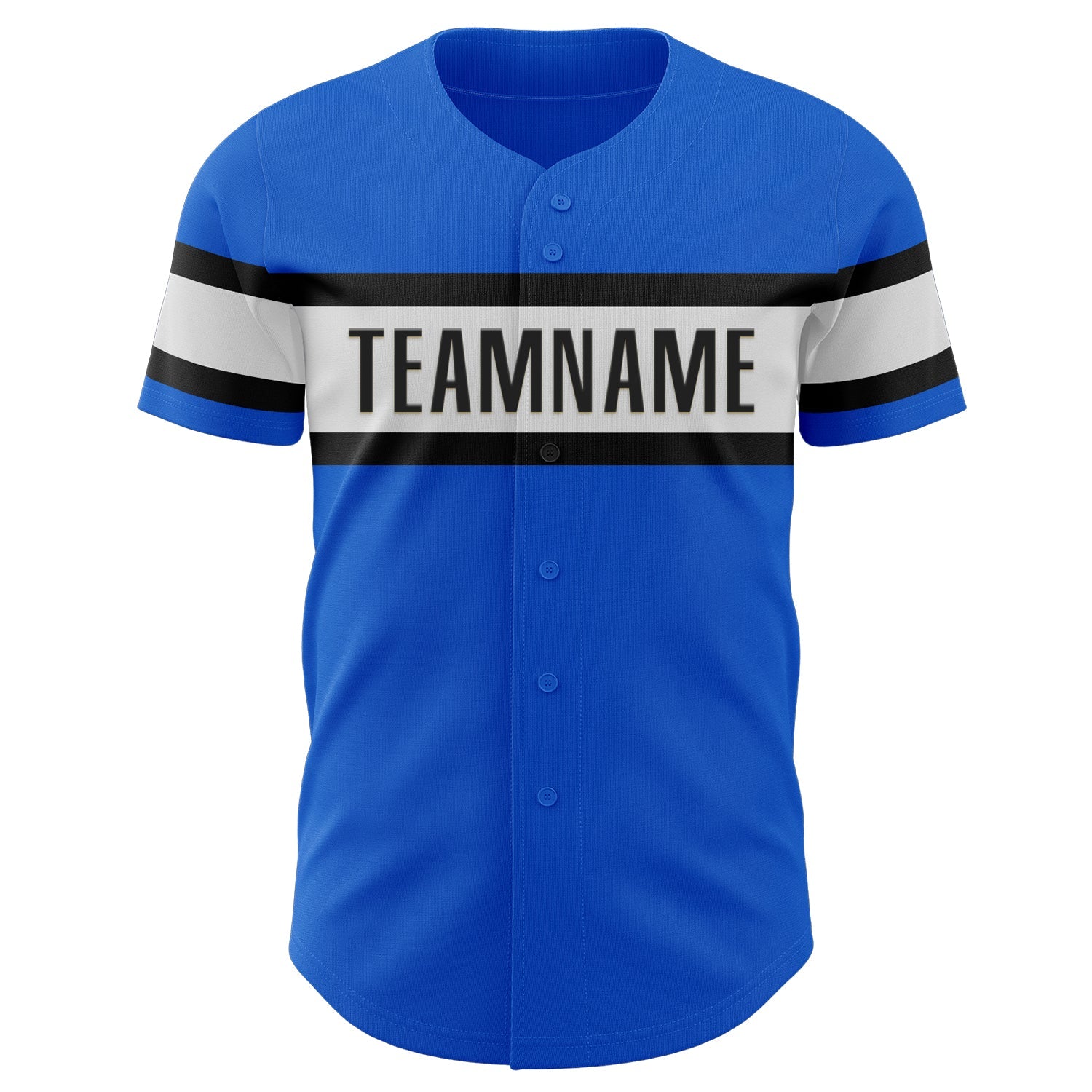 Custom Thunder Blue Black-White Authentic Baseball Jersey view 2