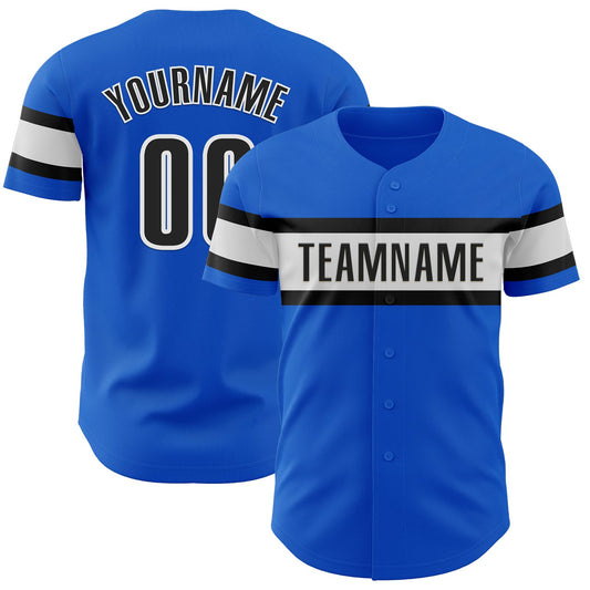 Custom Thunder Blue Black-White Authentic Baseball Jersey - Main View