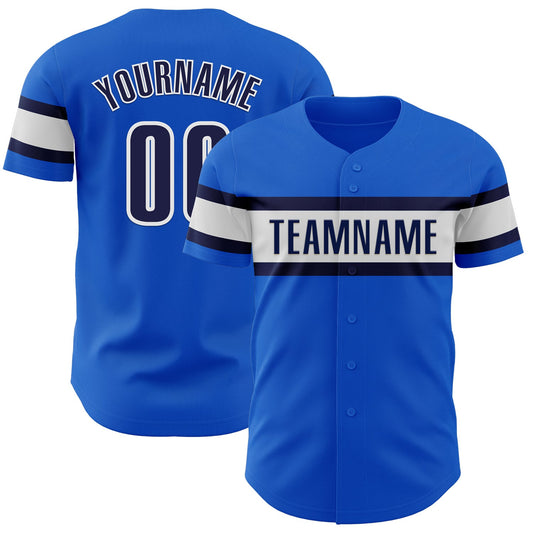Custom Thunder Blue Navy-White Authentic Baseball Jersey - Main View