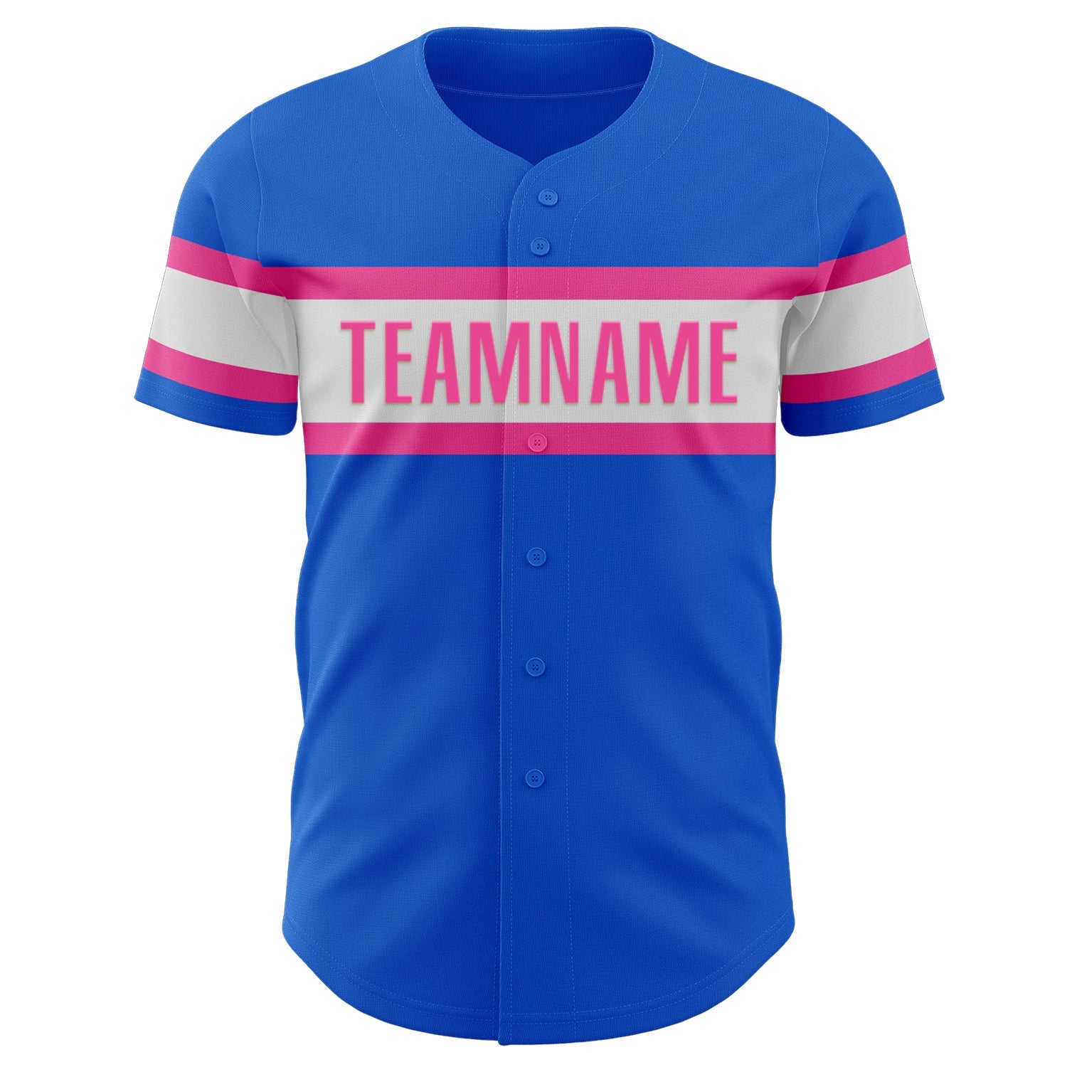 Custom Thunder Blue White-Pink Authentic Baseball Jersey view 2