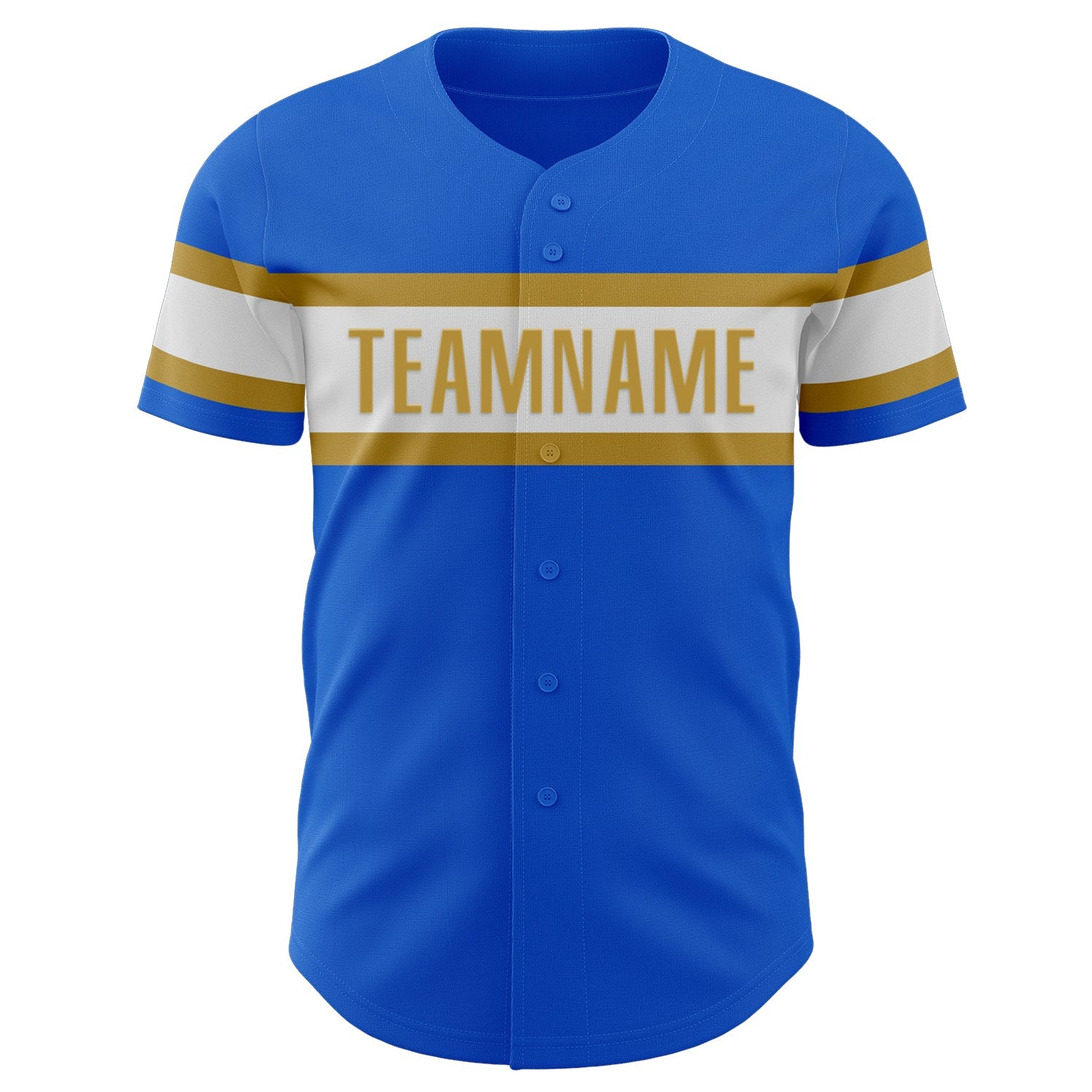 Custom Thunder Blue White-Old Gold Authentic Baseball Jersey view 2