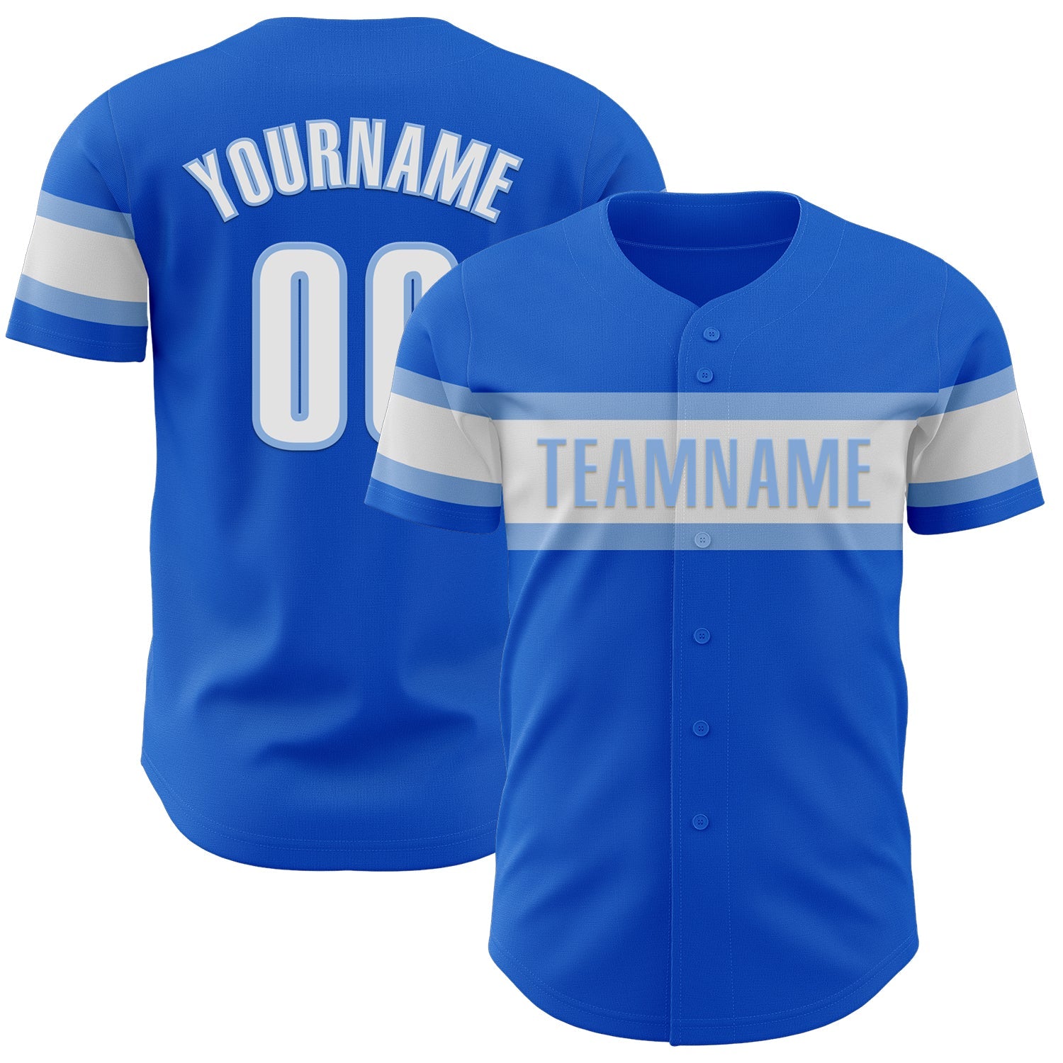 Custom Thunder Blue White-Light Blue Authentic Baseball Jersey - Main View