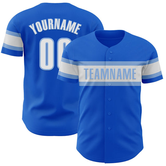 Custom Thunder Blue White-Light Blue Authentic Baseball Jersey - Main View