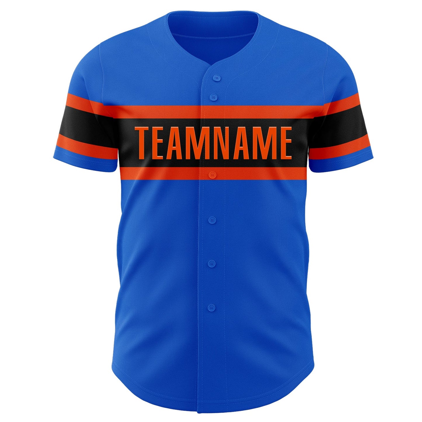 Custom Thunder Blue Orange-Black Authentic Baseball Jersey view 2