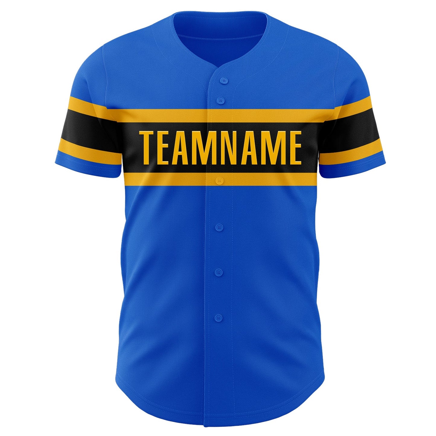 Custom Thunder Blue Gold-Black Authentic Baseball Jersey view 2