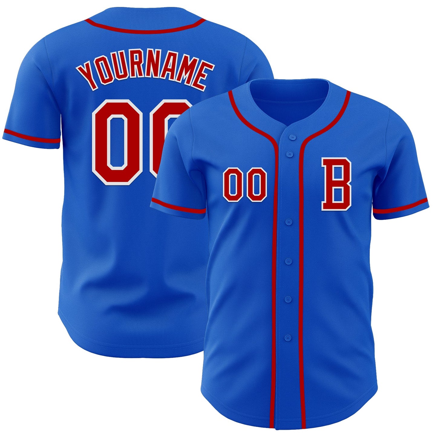 Custom Thunder Blue Red-White Authentic Baseball Jersey - Main View