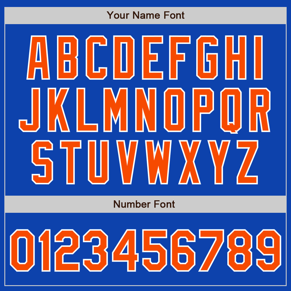 Custom Thunder Blue Orange-White Authentic Baseball Jersey view 8