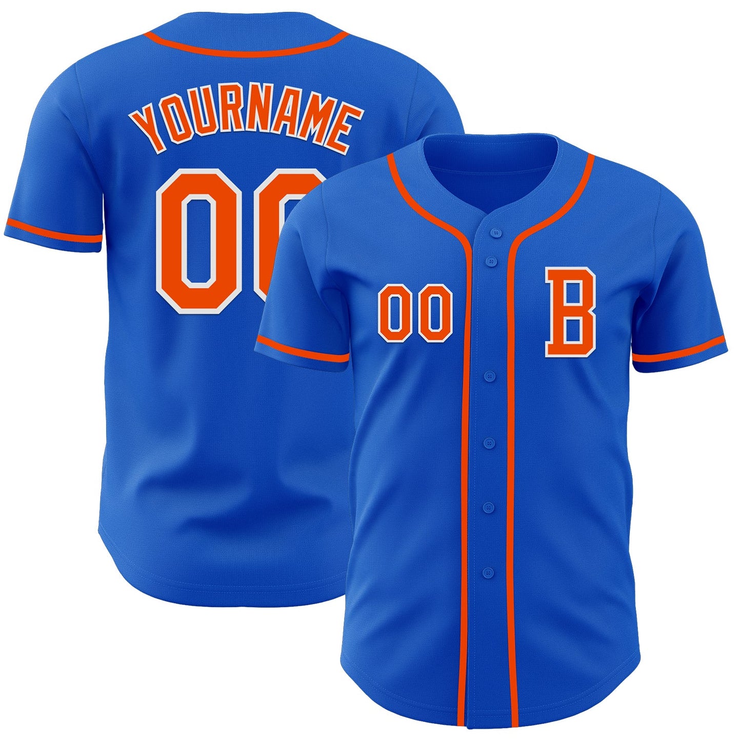 Custom Thunder Blue Orange-White Authentic Baseball Jersey - Main View