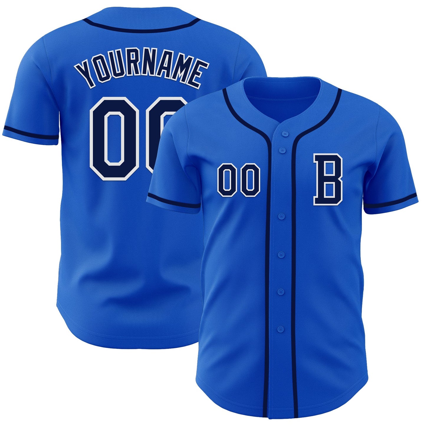 Custom Thunder Blue Navy-White Authentic Baseball Jersey - Main View