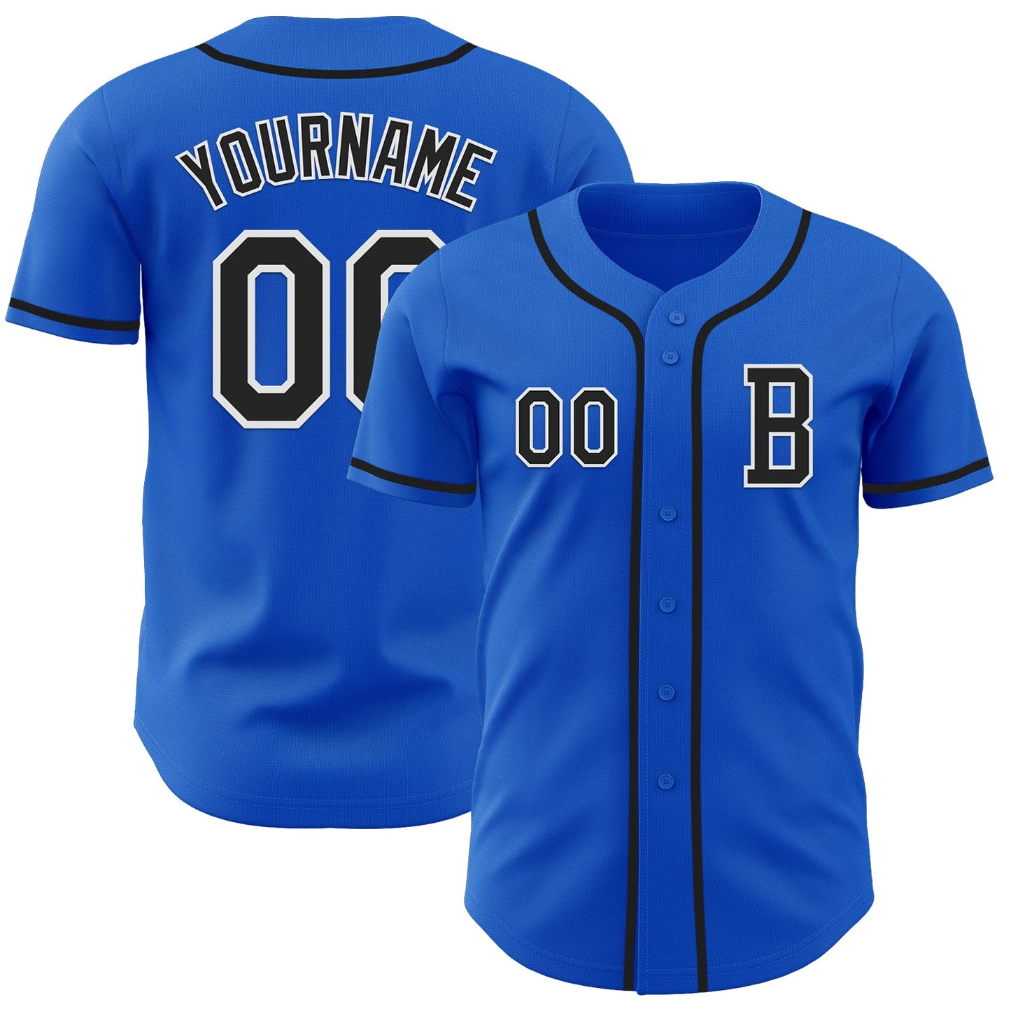 Custom Thunder Blue Black-White Authentic Baseball Jersey - Main View