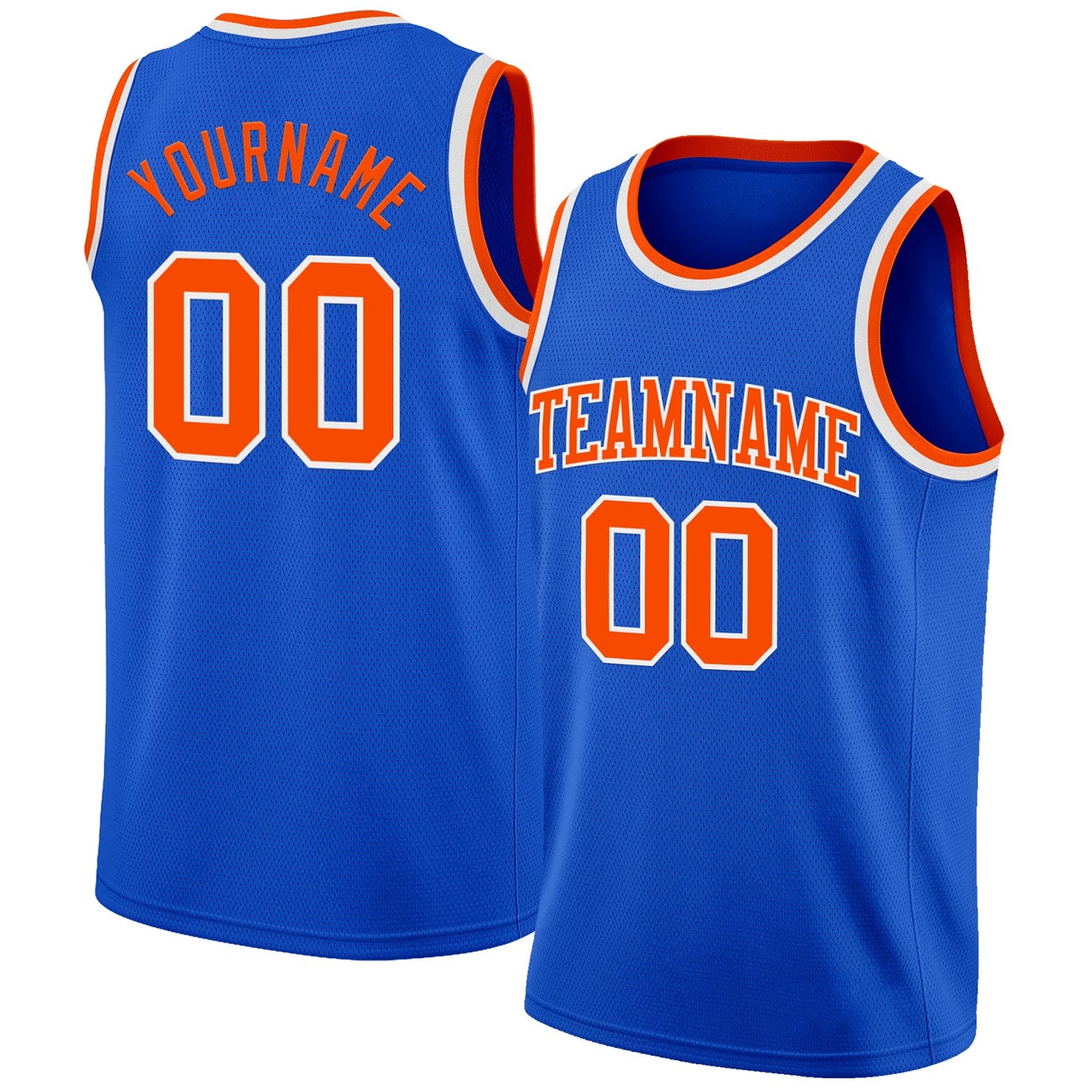 Custom Thunder Blue Orange-White Authentic Basketball Jersey - Main View