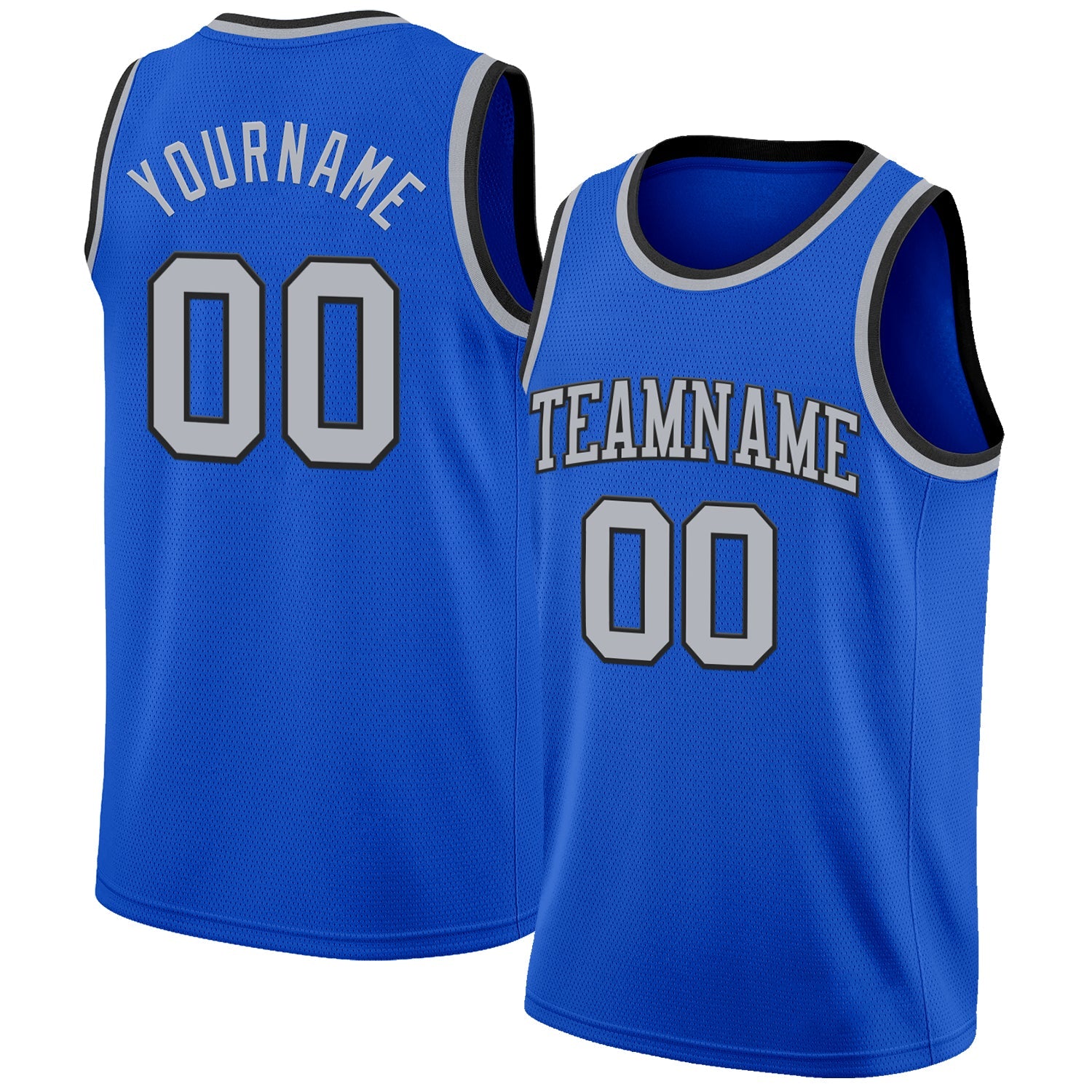 Custom Thunder Blue Gray-Black Authentic Basketball Jersey - Main View