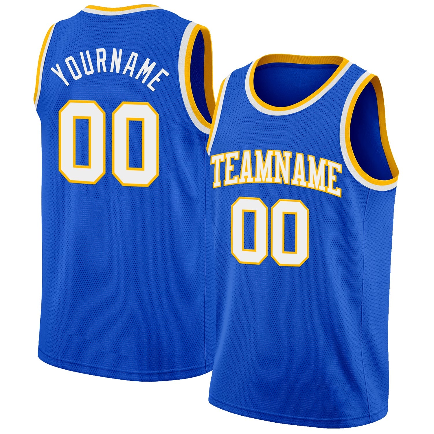 Custom Thunder Blue White-Gold Authentic Basketball Jersey - Main View