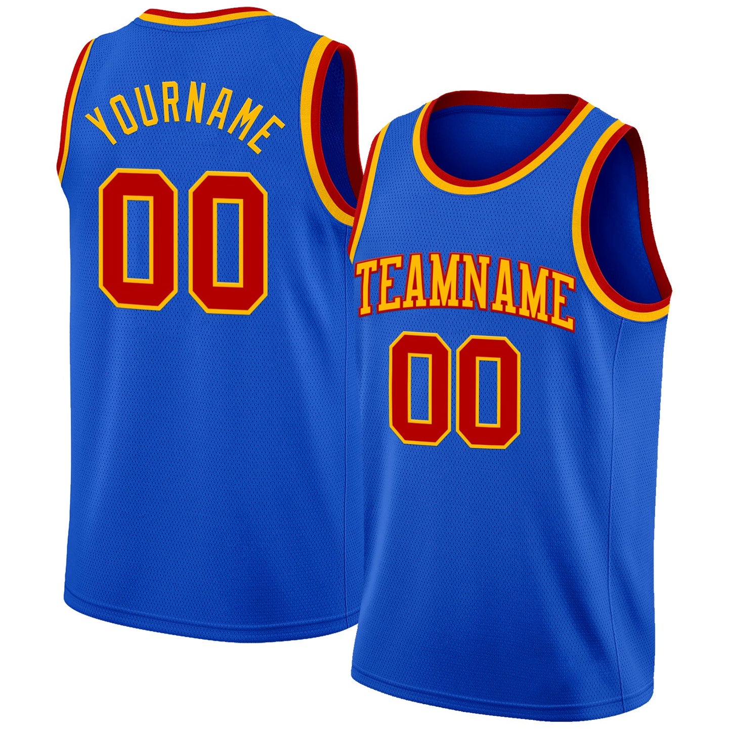 Custom Thunder Blue Red-Gold Authentic Basketball Jersey - Main View