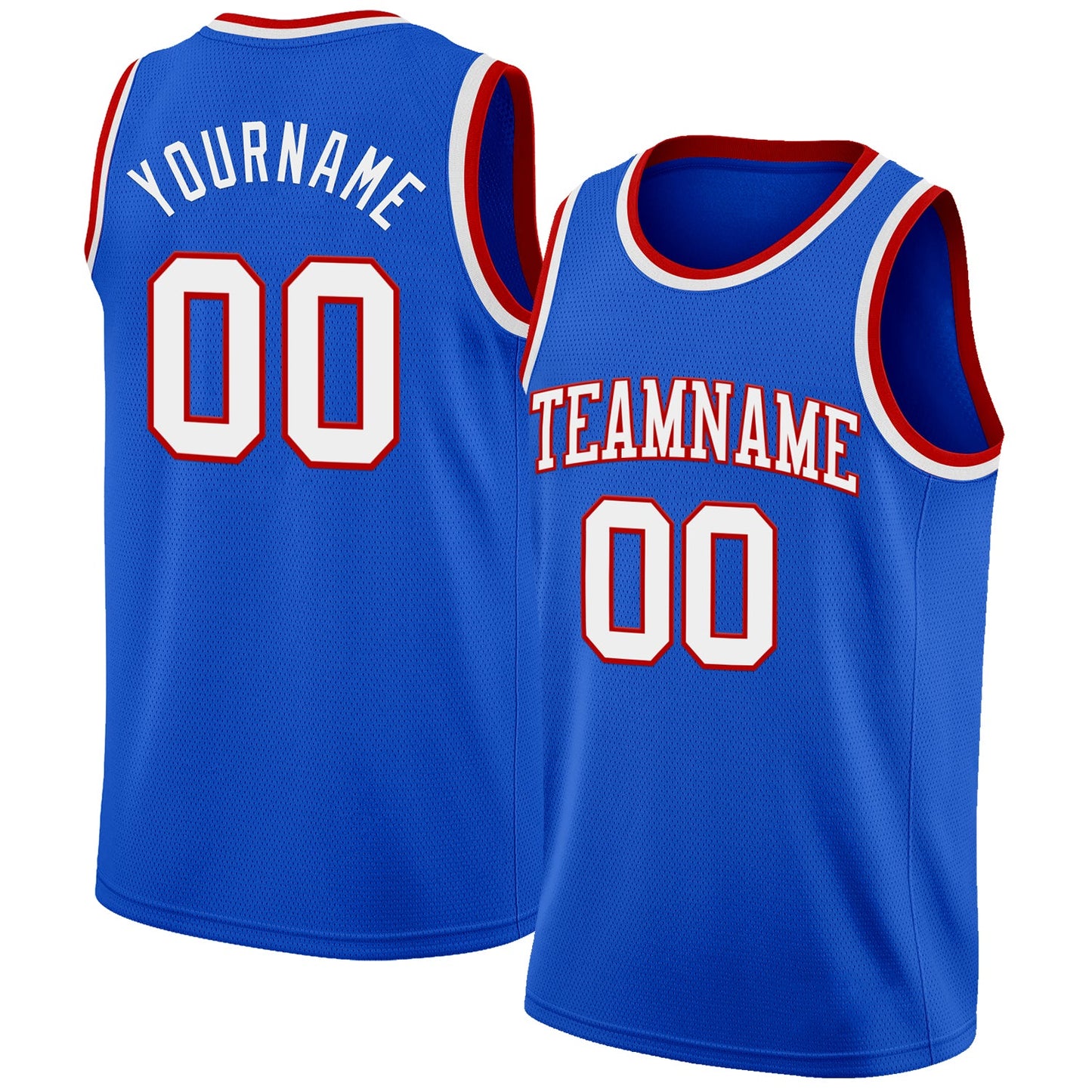 Custom Thunder Blue White-Red Authentic Basketball Jersey - Main View