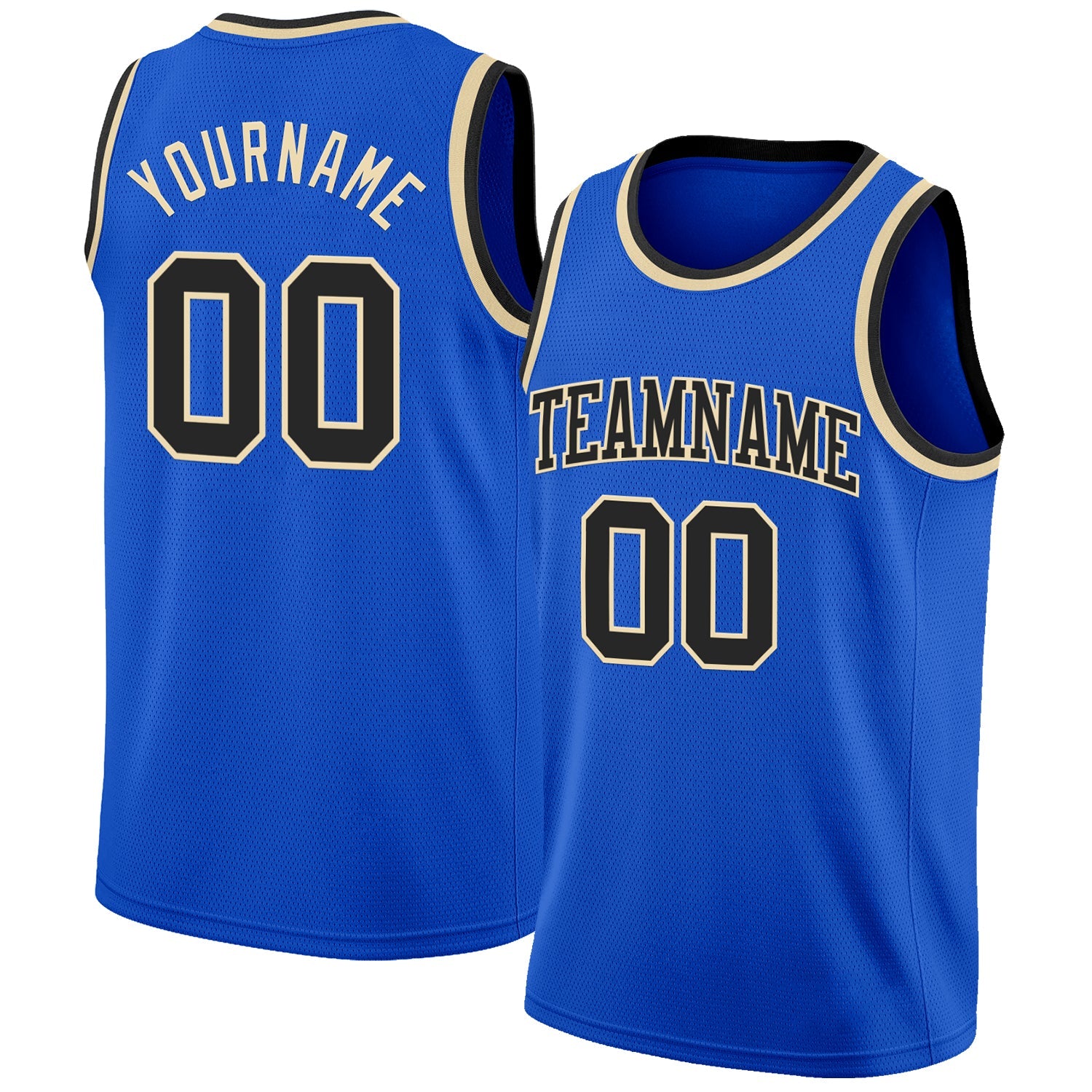 Custom Thunder Blue Black-Cream Authentic Basketball Jersey - Main View