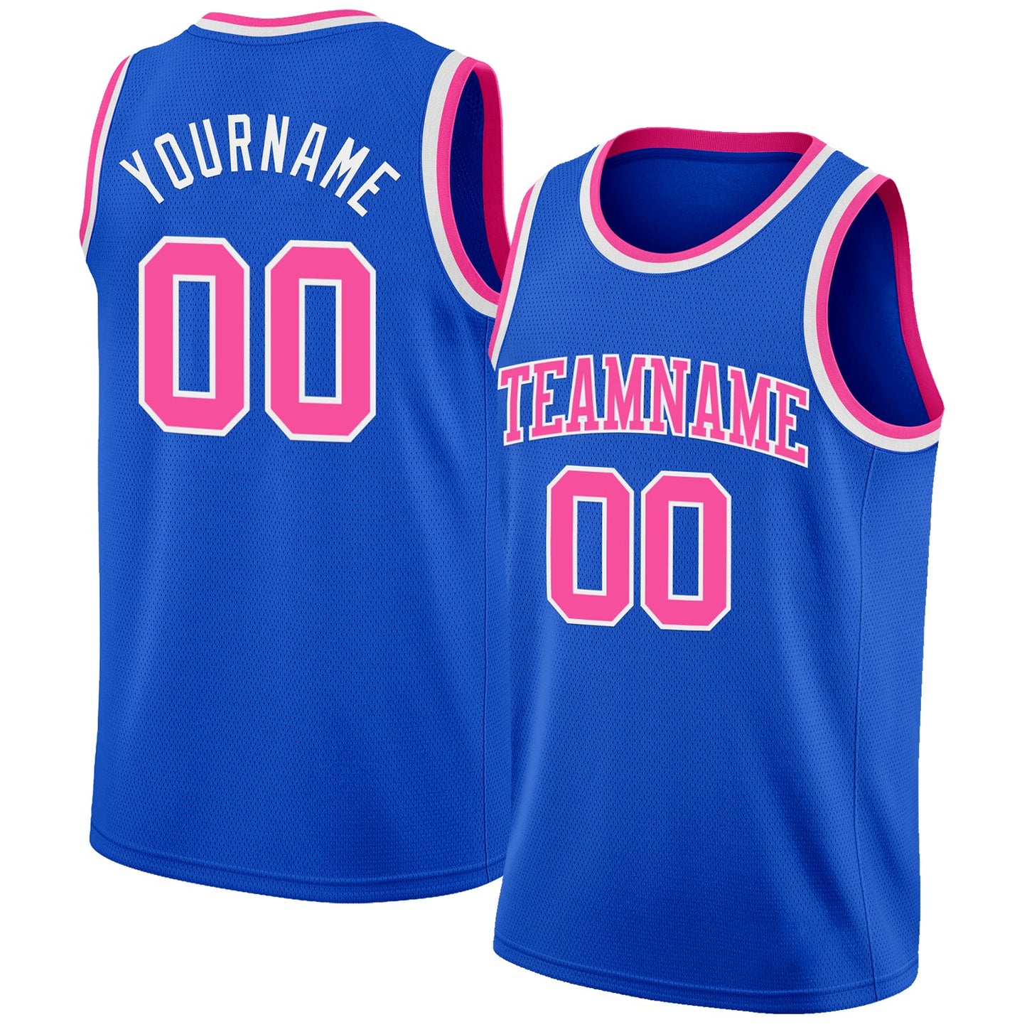 Custom Thunder Blue Pink-White Authentic Basketball Jersey - Main View
