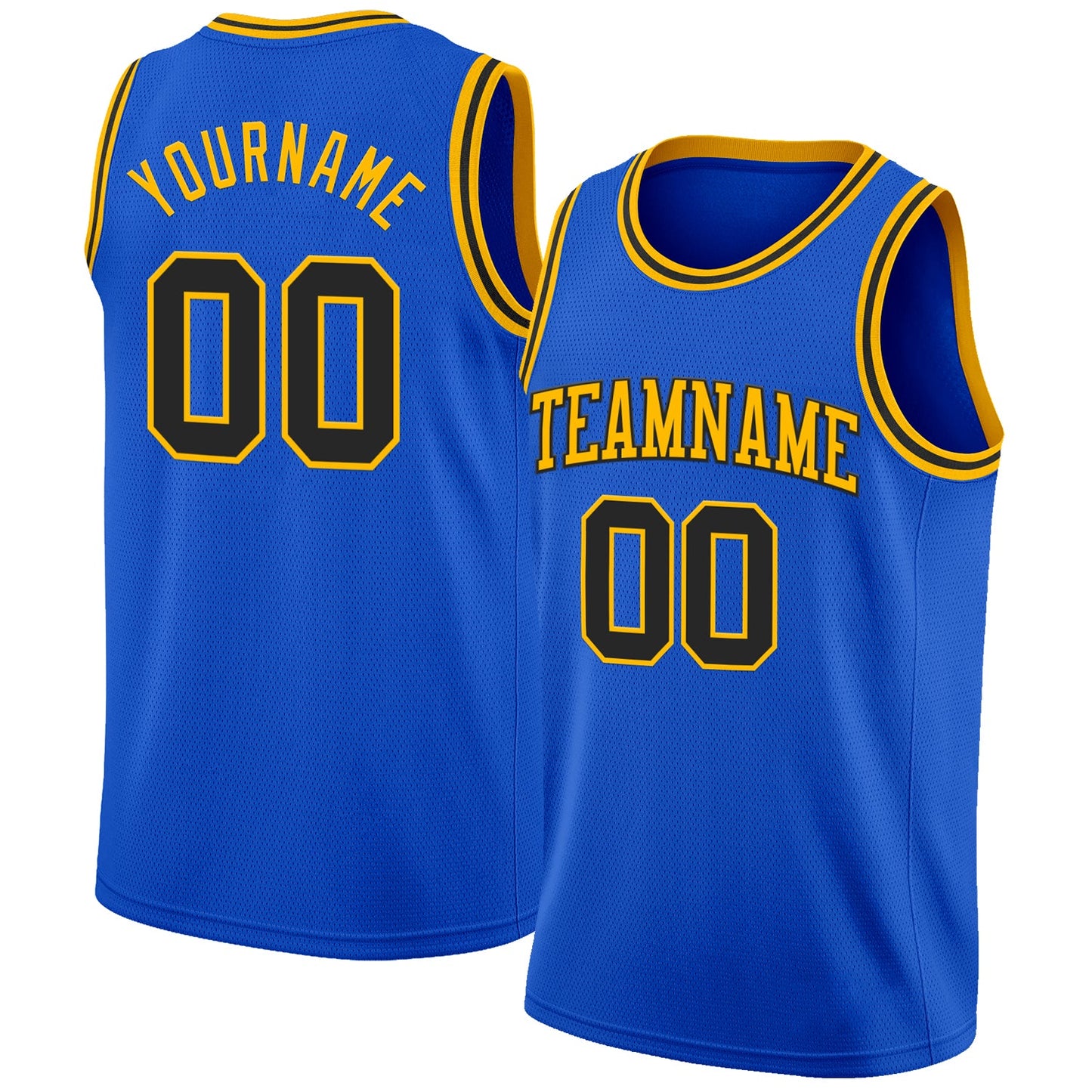 Custom Thunder Blue Black-Gold Authentic Basketball Jersey - Main View