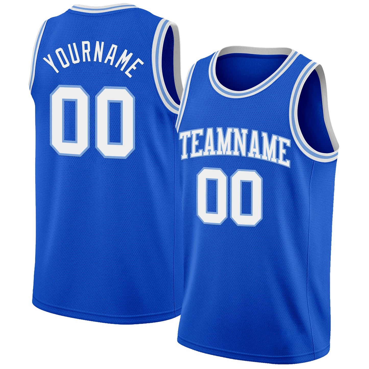Custom Thunder Blue White-Light Blue Authentic Basketball Jersey - Main View