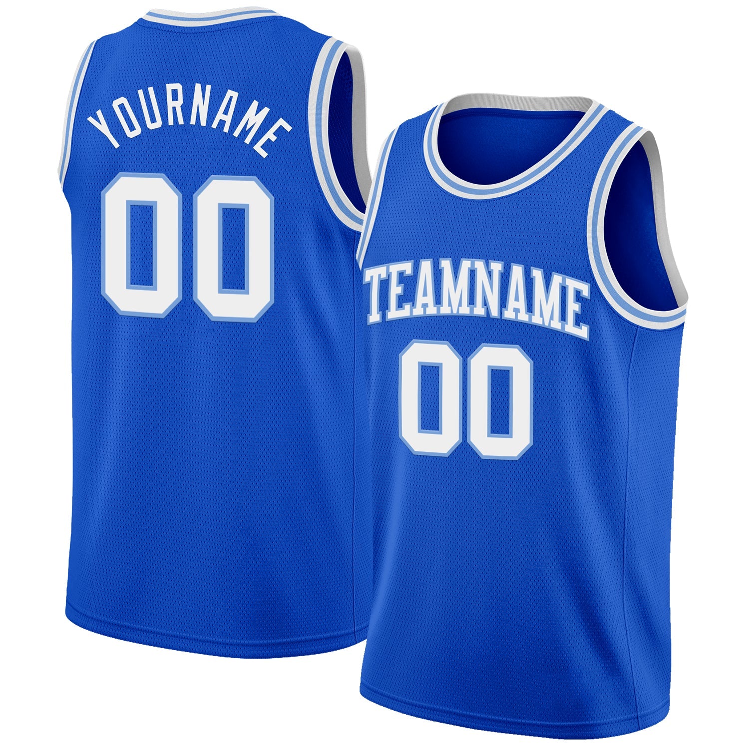 Custom Thunder Blue White-Light Blue Authentic Basketball Jersey - Main View
