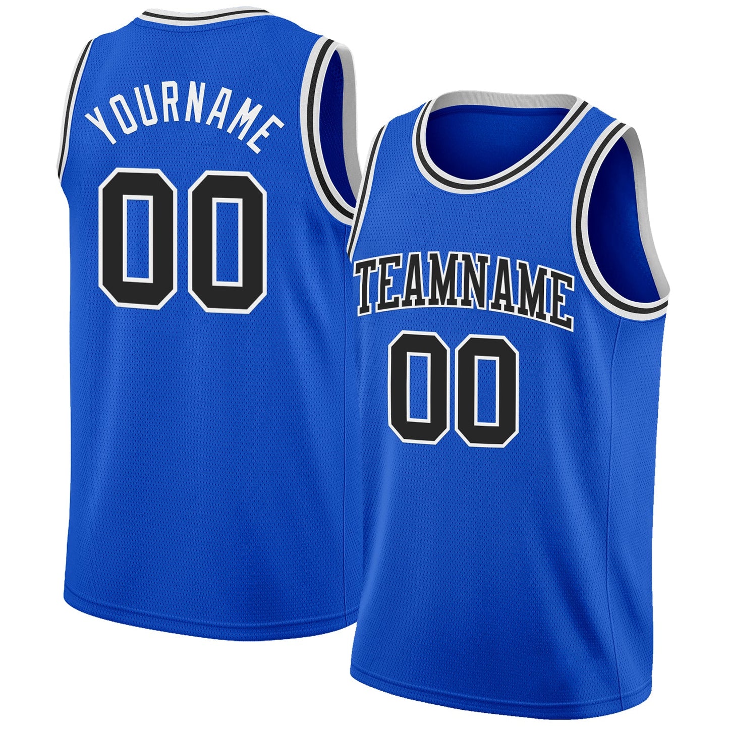 Custom Thunder Blue Black-White Authentic Basketball Jersey - Main View