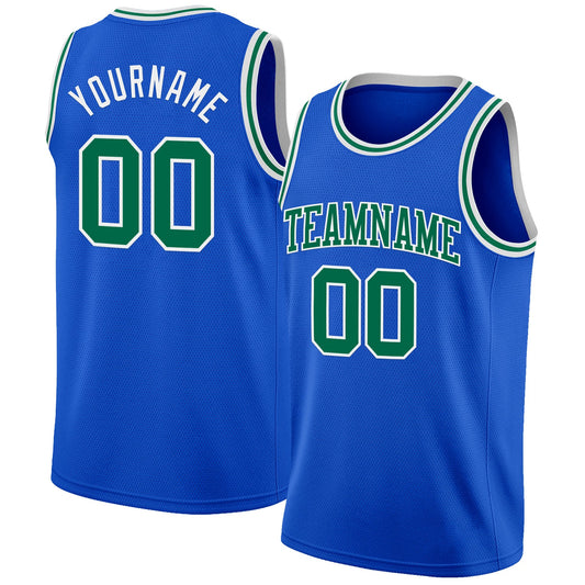 Custom Thunder Blue Kelly Green-White Authentic Basketball Jersey - Main View