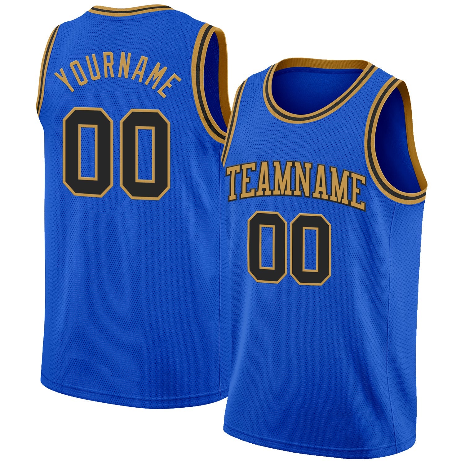 Custom Thunder Blue Black-Old Gold Authentic Basketball Jersey - Main View