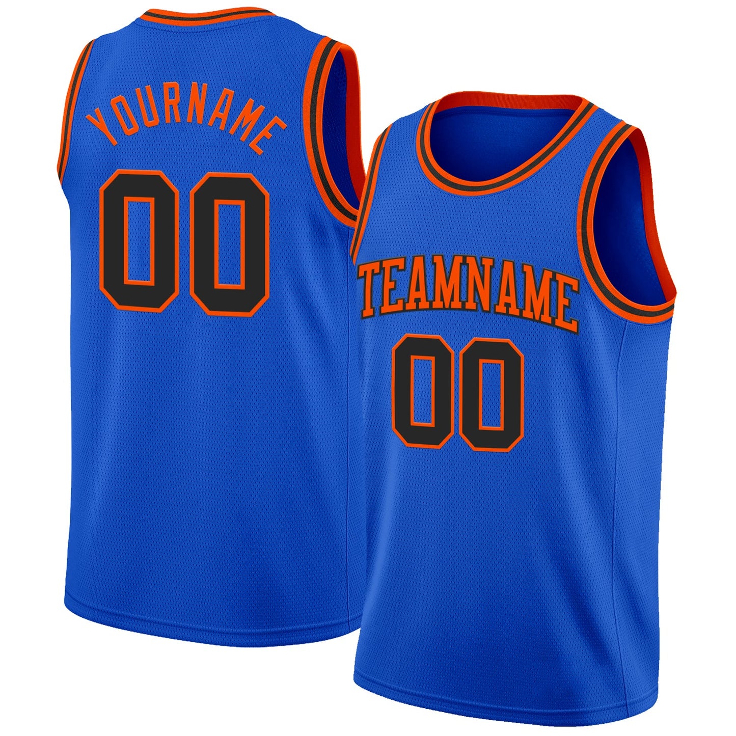Custom Thunder Blue Black-Orange Authentic Basketball Jersey - Main View
