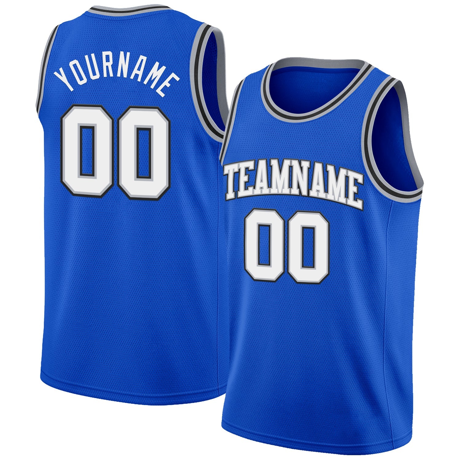 Custom Thunder Blue White Gray-Black Authentic Basketball Jersey - Main View