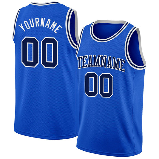Custom Thunder Blue Navy-White Authentic Basketball Jersey - Main View