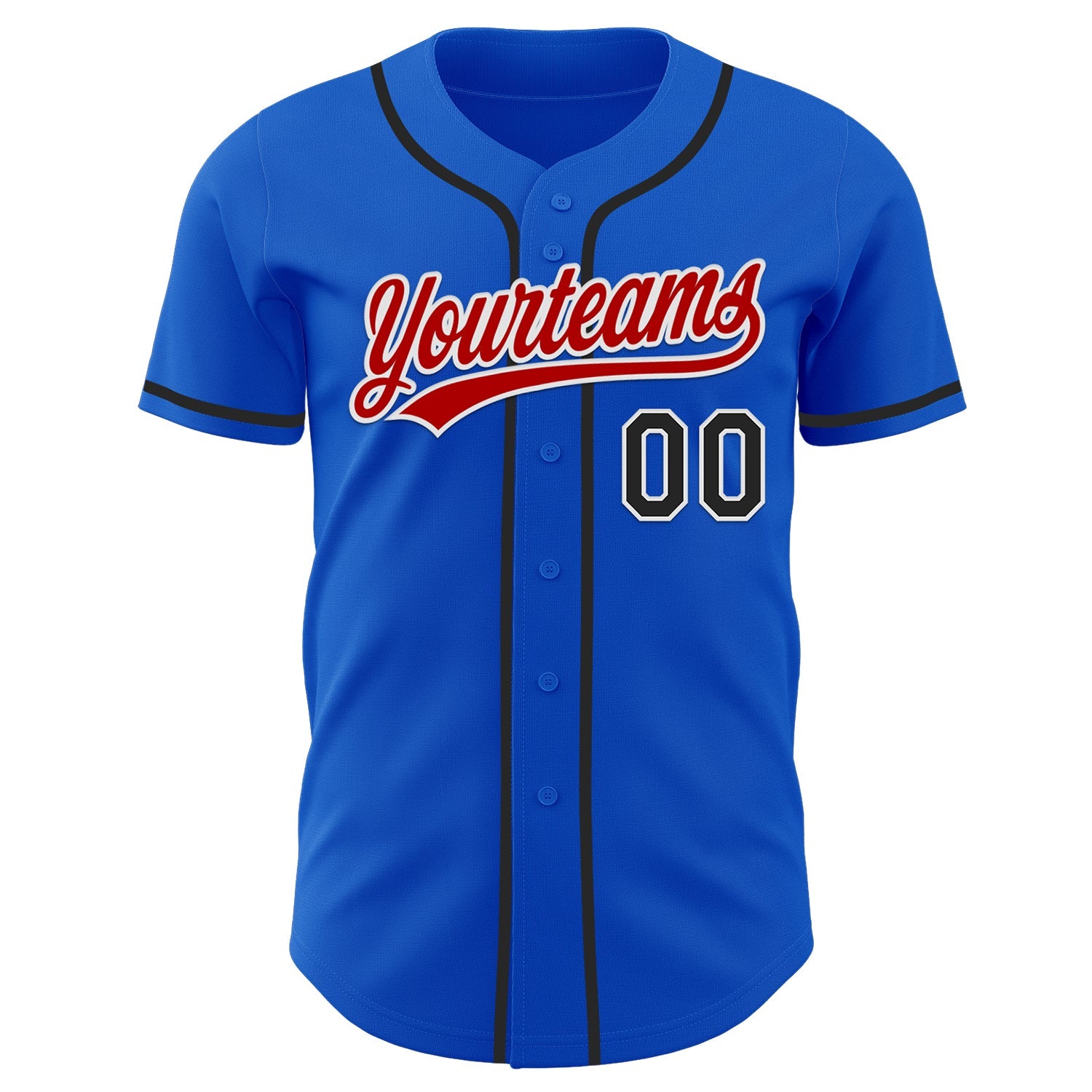 Custom Thunder Blue Black Red-White Authentic Baseball Jersey view 2