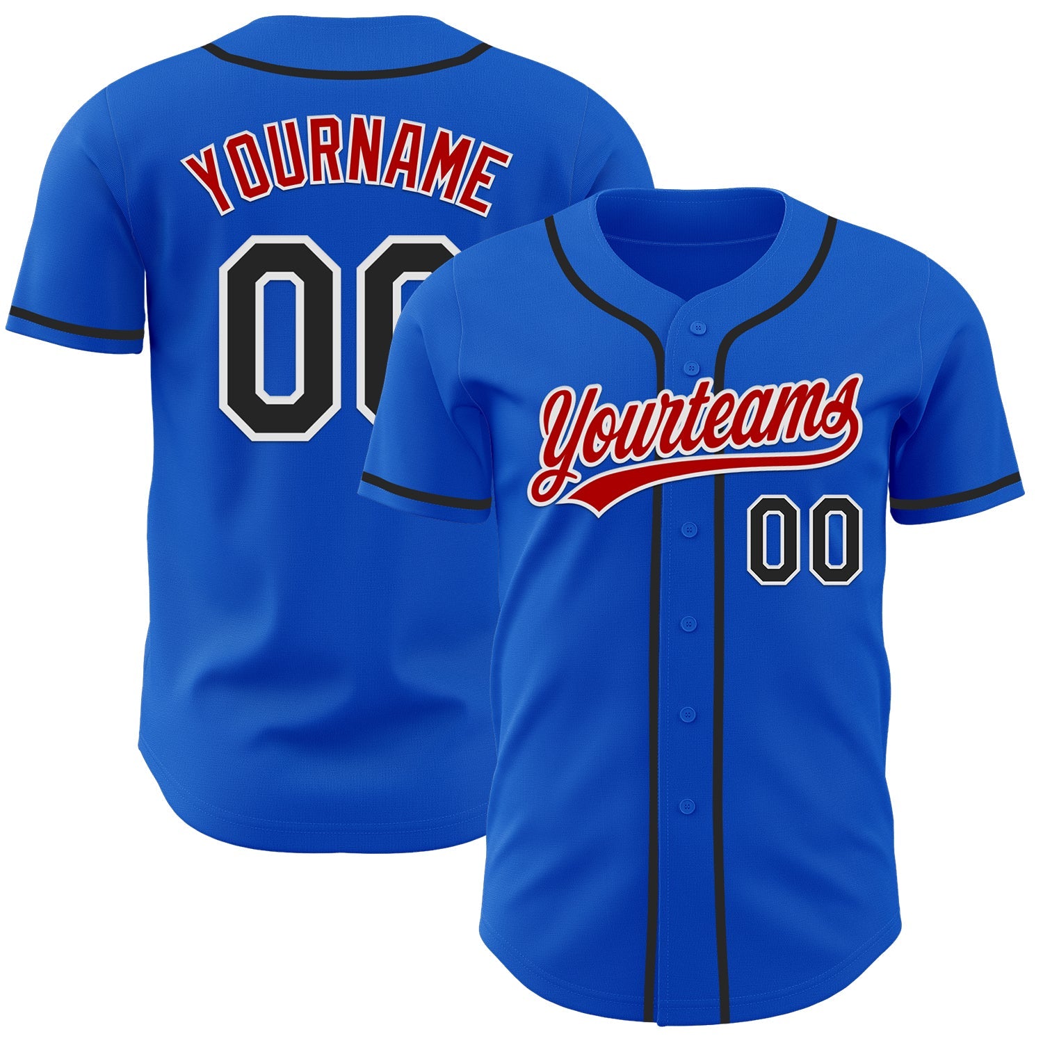 Custom Thunder Blue Black Red-White Authentic Baseball Jersey - Main View