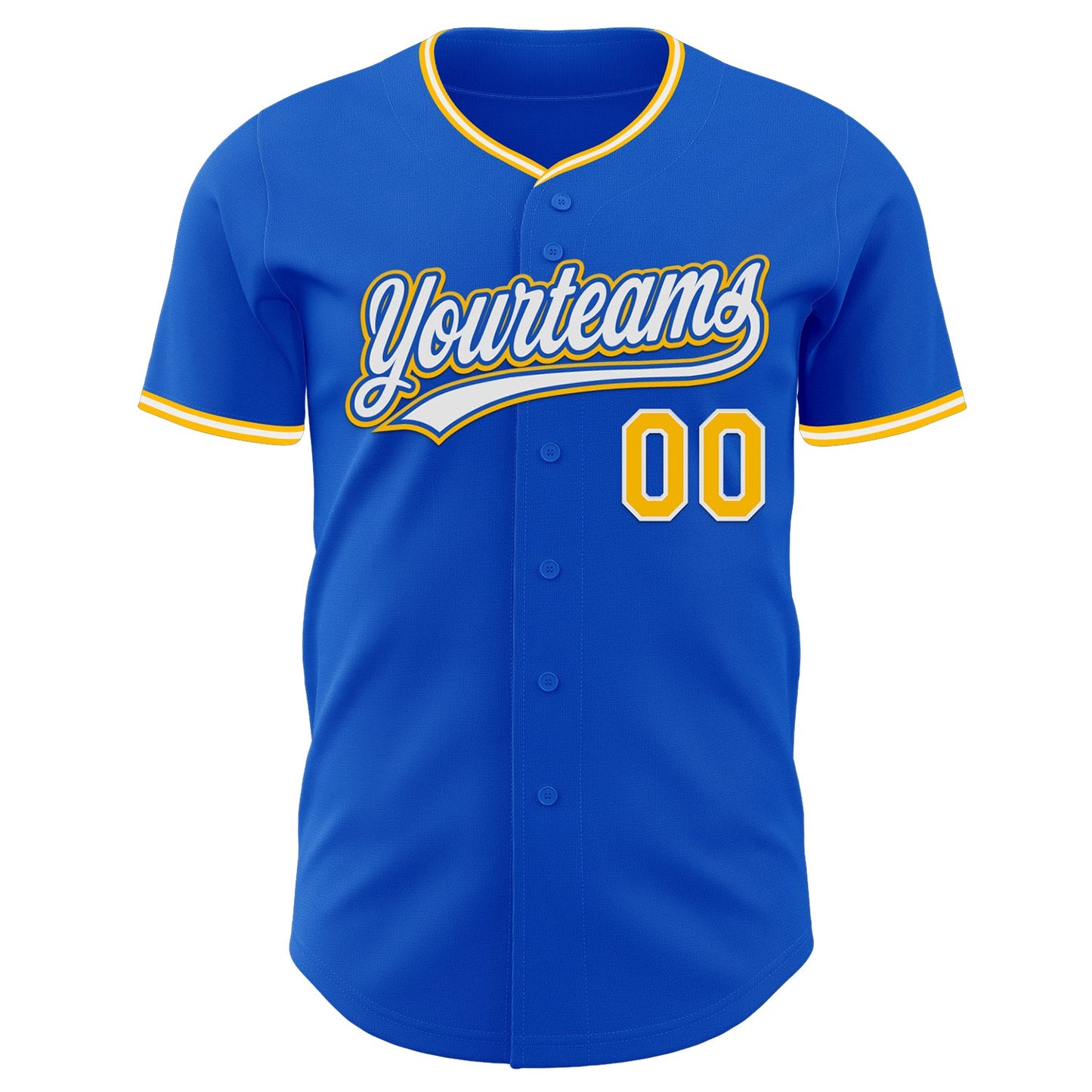 Custom Thunder Blue Gold-White Authentic Baseball Jersey view 2