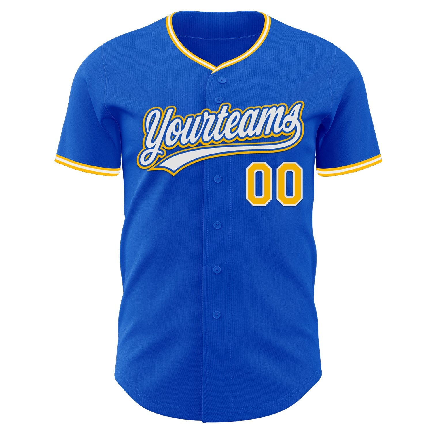 Custom Thunder Blue Gold-White Authentic Baseball Jersey view 2