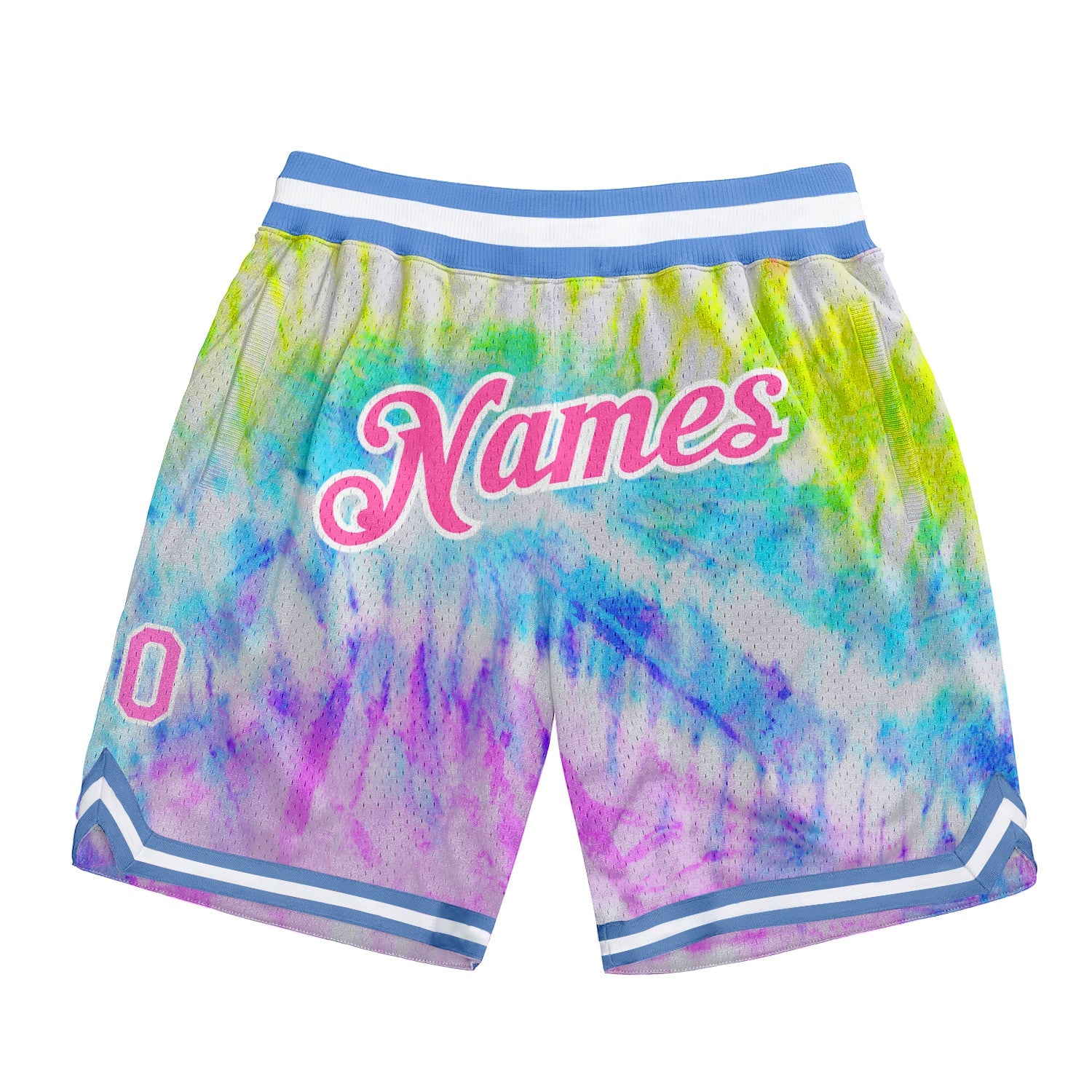 Custom Tie Dye Pink-White 3D Authentic Basketball Shorts - Main View