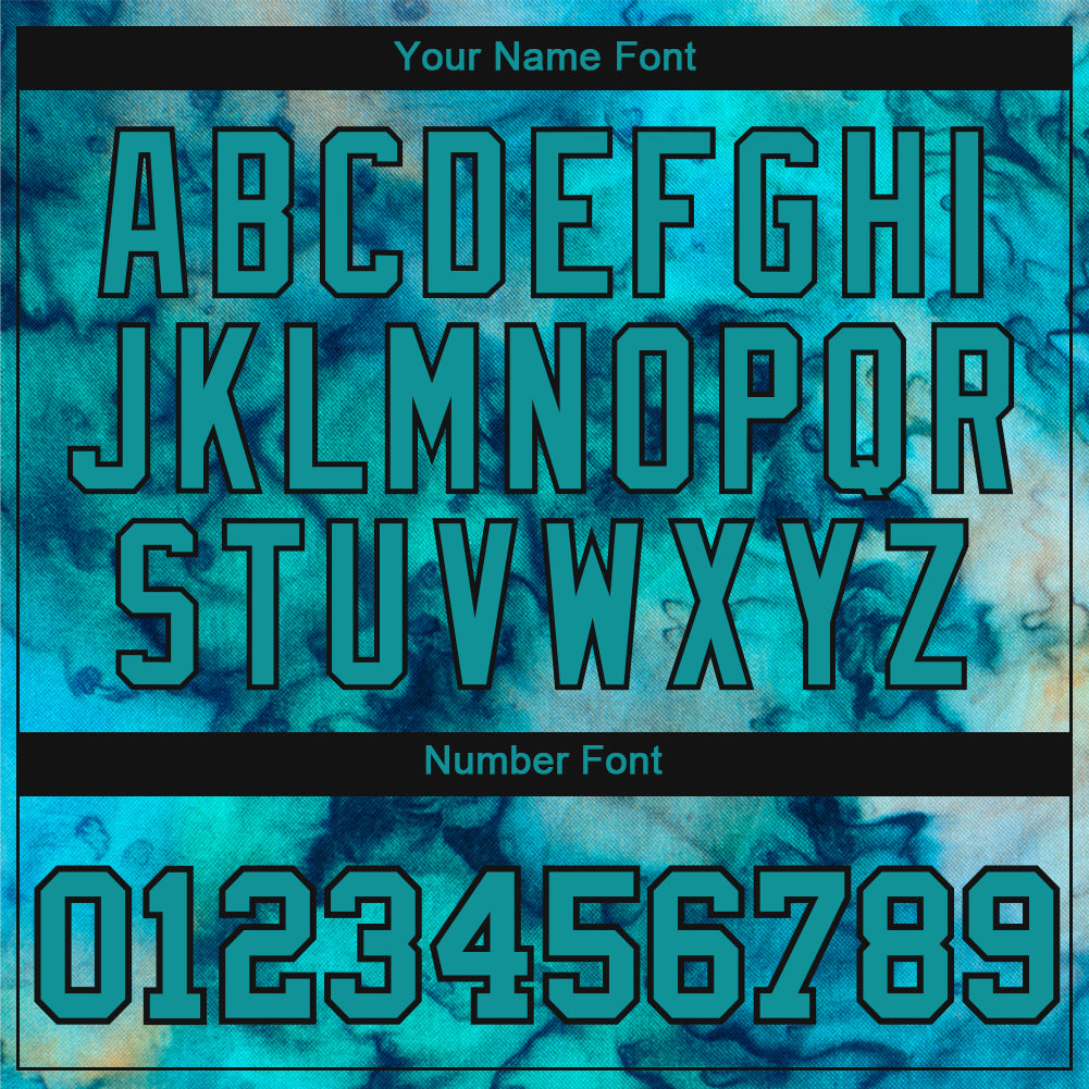 Custom Tie Dye Aqua-Black 3D Performance T-Shirt view 4