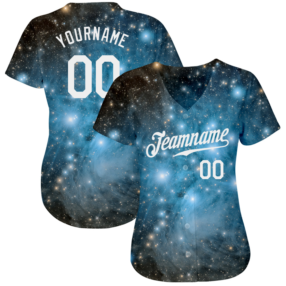 Custom Tie Dye White-Black 3D Authentic Baseball Jersey view 2