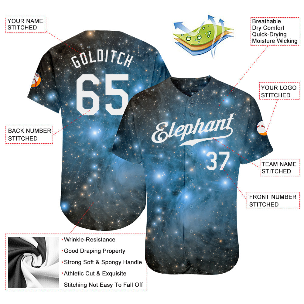 Custom Tie Dye White-Black 3D Authentic Baseball Jersey view 3