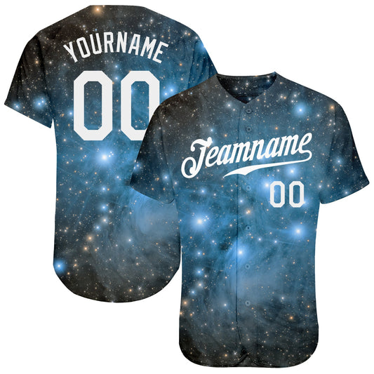 Custom Tie Dye White-Black 3D Authentic Baseball Jersey - Main View