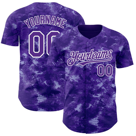 Custom Tie Dye Purple-White Authentic Baseball Jersey - Main View
