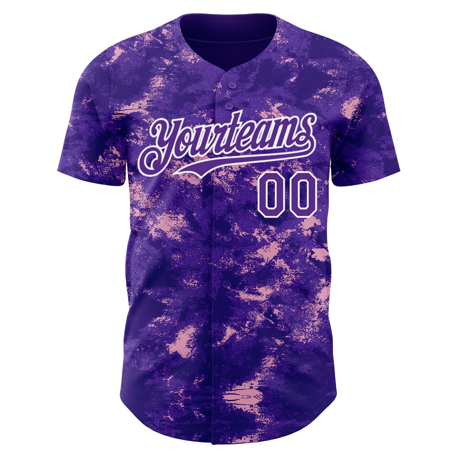 Custom Tie Dye Purple-White Authentic Baseball Jersey view 2