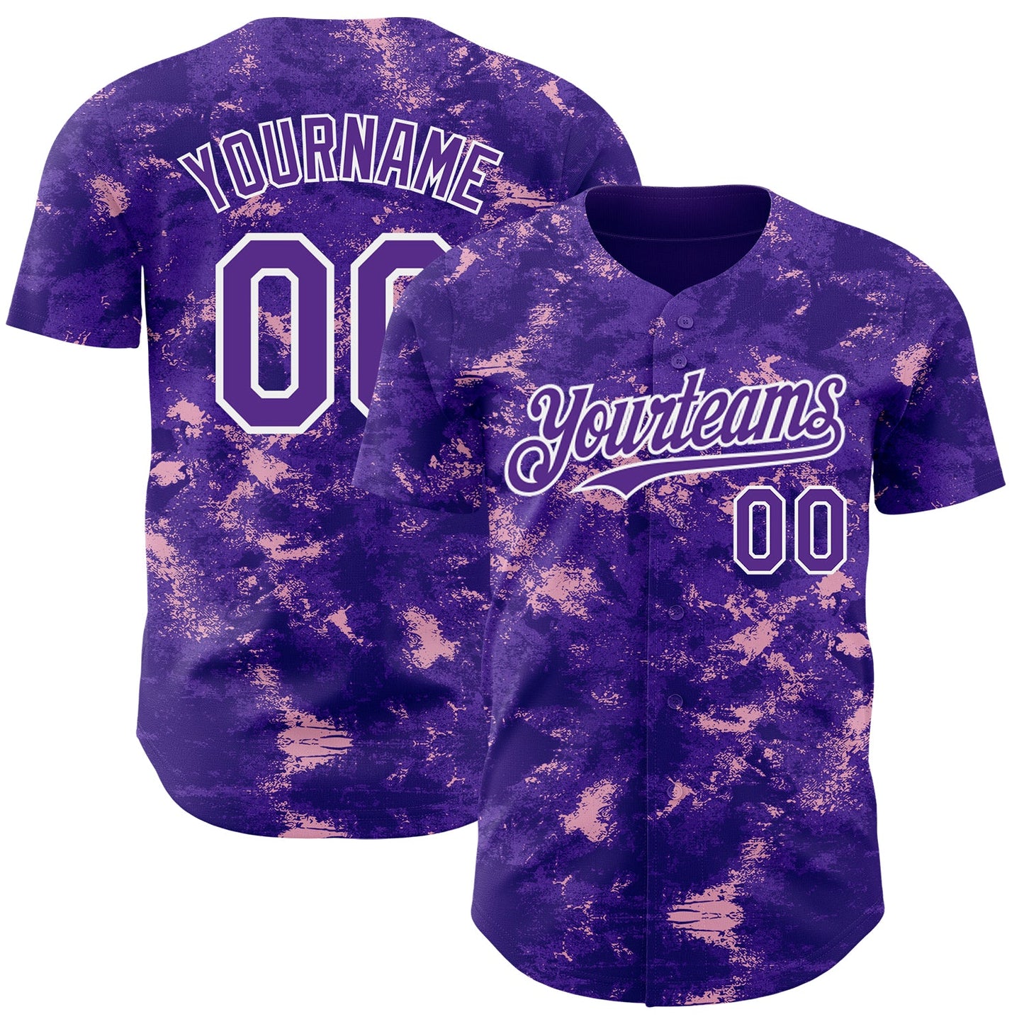 Custom Tie Dye Purple-White Authentic Baseball Jersey - Main View