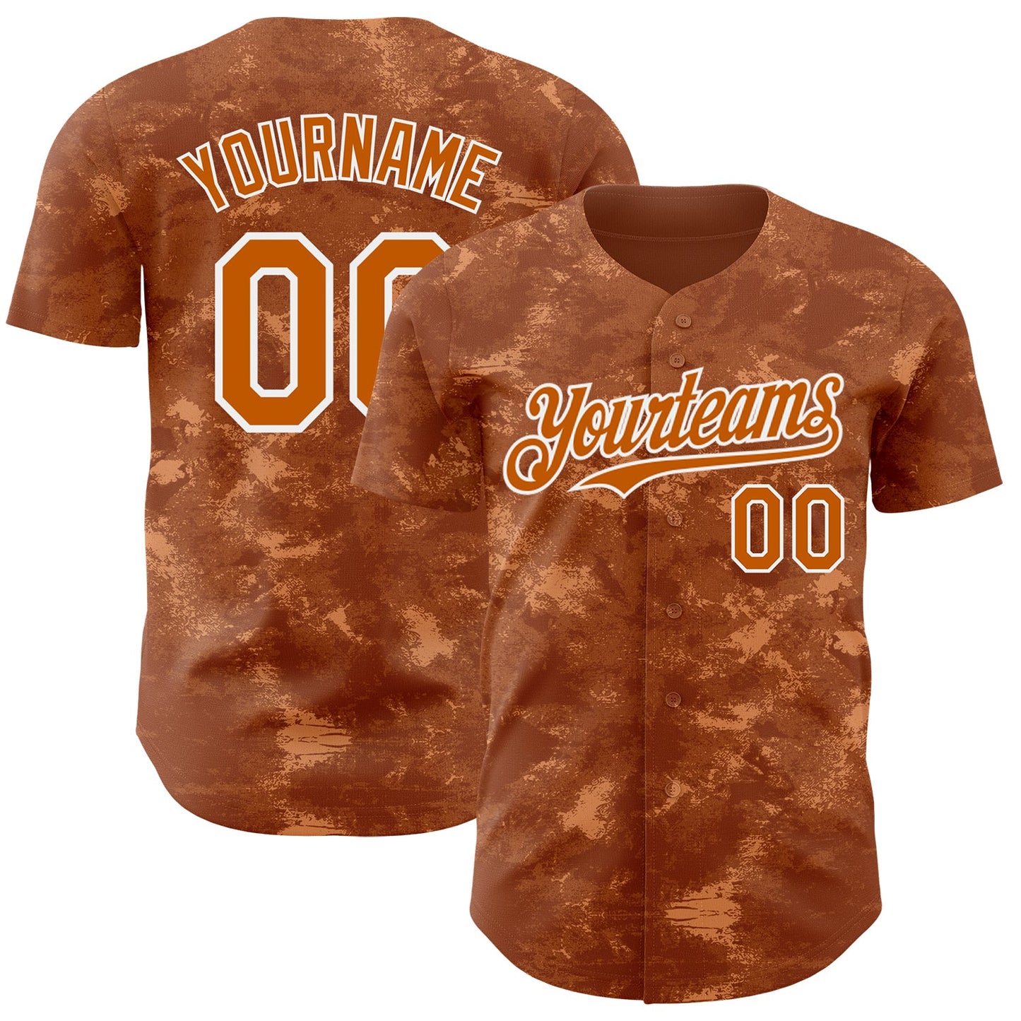 Custom Tie Dye Texas Orange-White Authentic Baseball Jersey - Main View